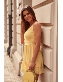 Elegant dress with thin straps, yellow PR3205 - Online store - Boutique